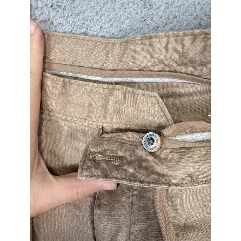 Tasso Elba Linen Pants Men's 32X30 (34x27)‎ Khaki Tan Island 100% Linen ***READ